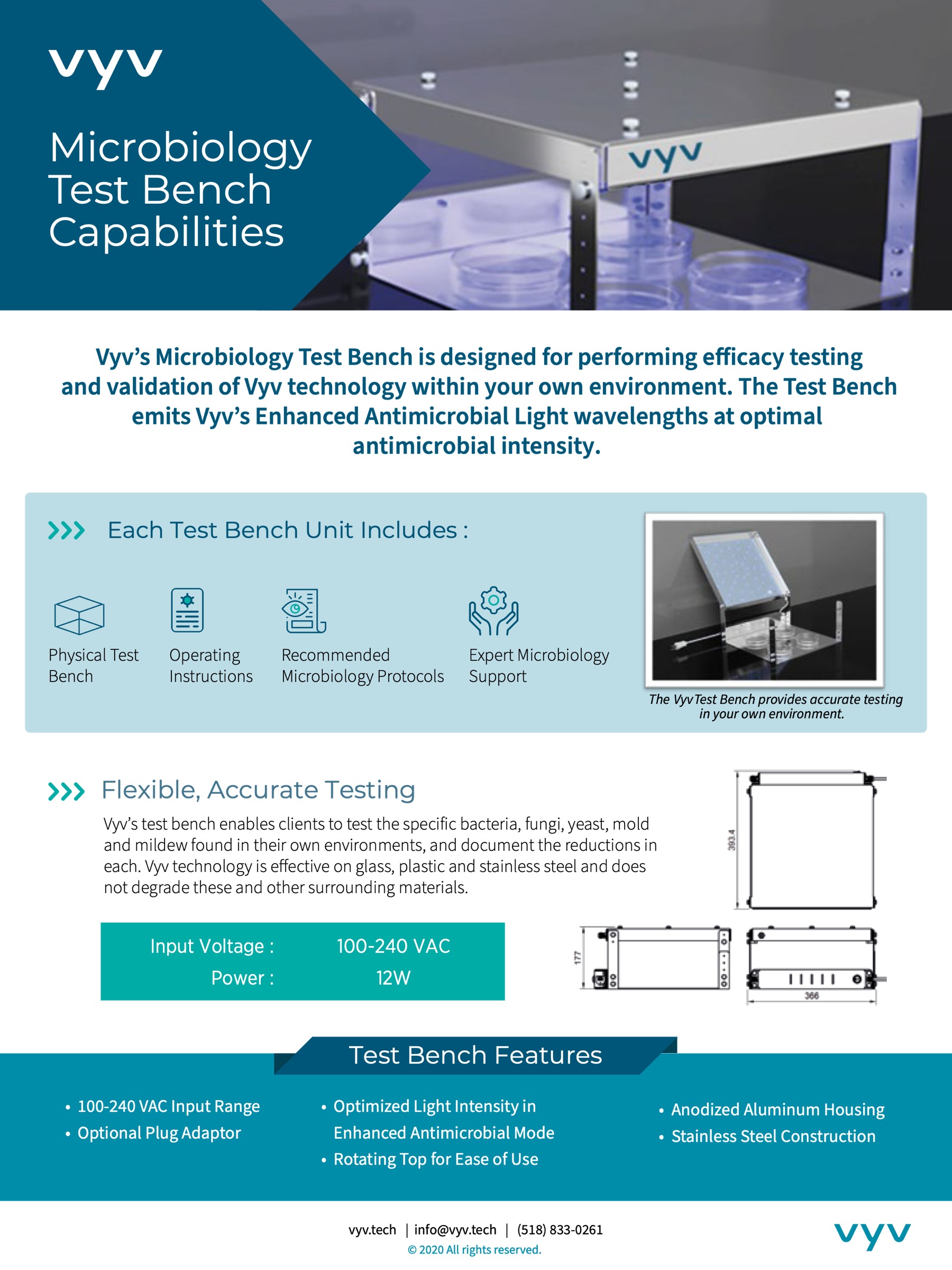 Vyv Microbiology Test Bench Unit